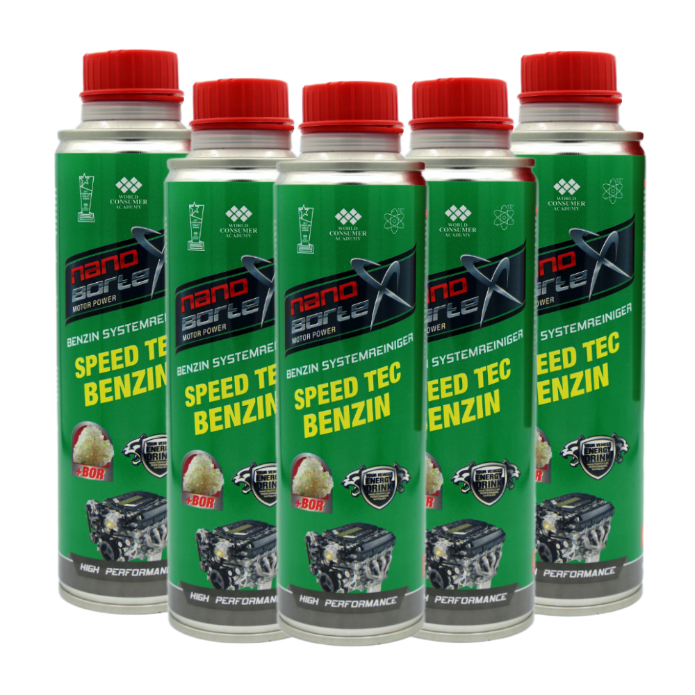 NanoBorTex Motor-Power 5x 600ml Benzinzusatz / Additiv Benzinsystemreiniger