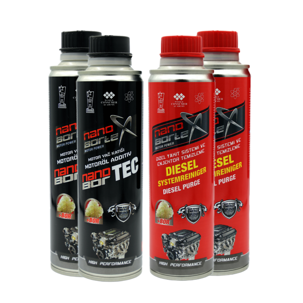 NanoBorTeX Motor-Power SET 2x Motoröladditiv + 2x Dieselzusatz