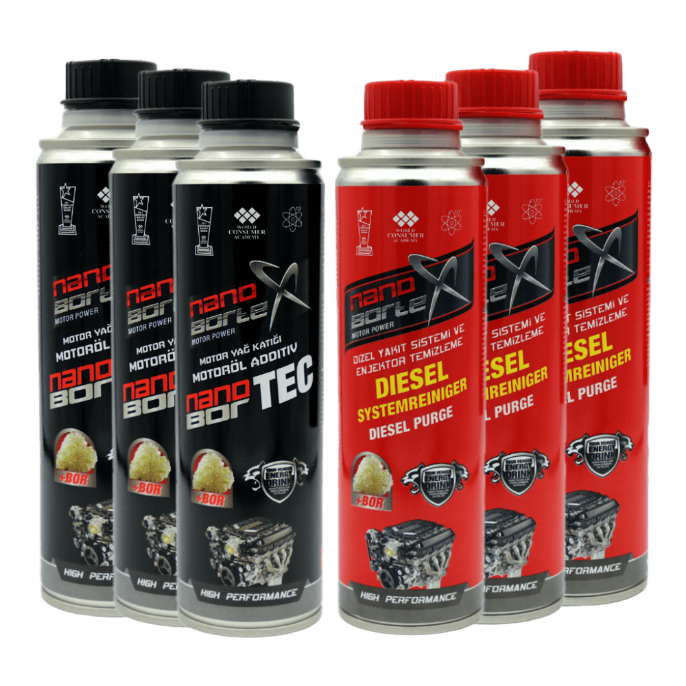 NanoBorTeX Motor-Power 3x Motoröl Additiv +3x Dieselzusatz / Additiv