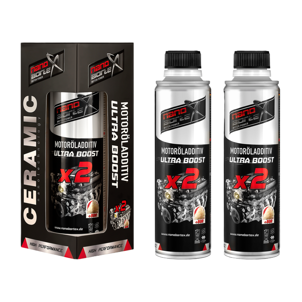 NEU! 2x300ml NanoBorTeX CERAMIC Ultra BOOST PREMIUM Motoröladditiv Verschleißschutz Hochleistungs Additiv 300ml